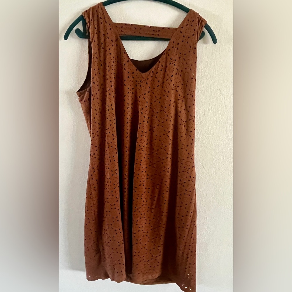 Brown Sleeveless Suede Dress